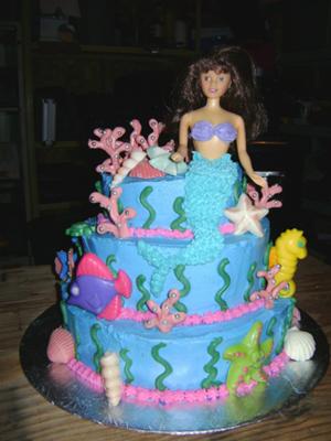 Mermaid Birthday Party on The Little Mermaid Cake