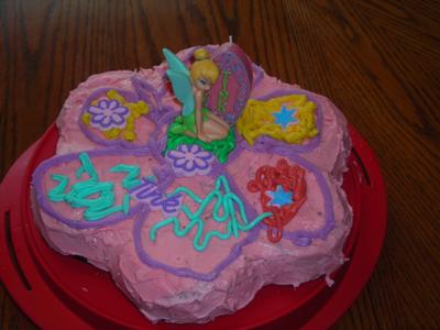 Pirate Birthday Cake on Tinkerbell Flower Cake