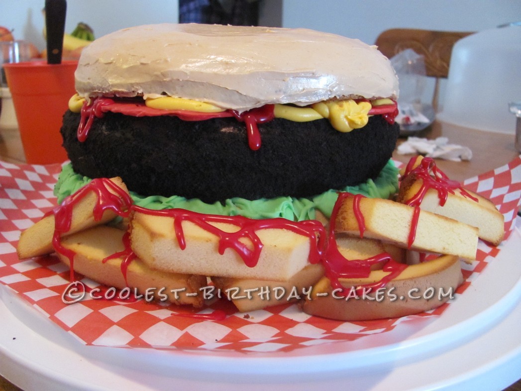 Hamburger Lover Birthday Cake for a 9-Year-Old Boy