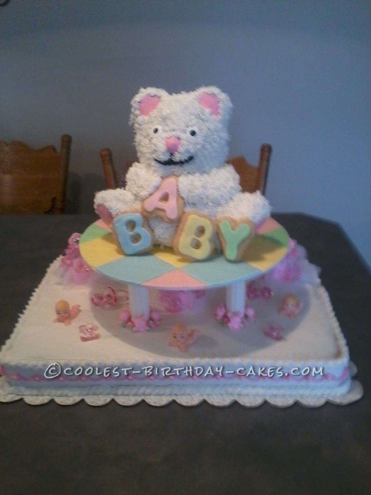 Cute Teddy Bear Baby Shower Cake