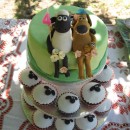 Coolest Shaun The Sheep Cake with Sheep Cupcakes
