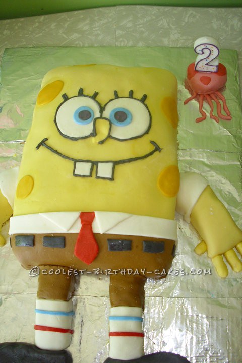 Marshmallow Fondant Spongebob Birthday Cake
