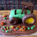 Awesome Chocolate Mud Tractor Birthday Cake with Vegetables