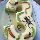 A Number 3 Birthday Cake with Creepy Crawlies