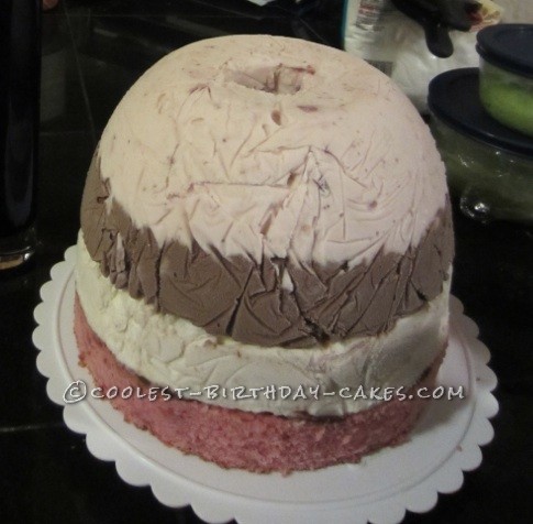 Ice cream skirt with strawberry cake base