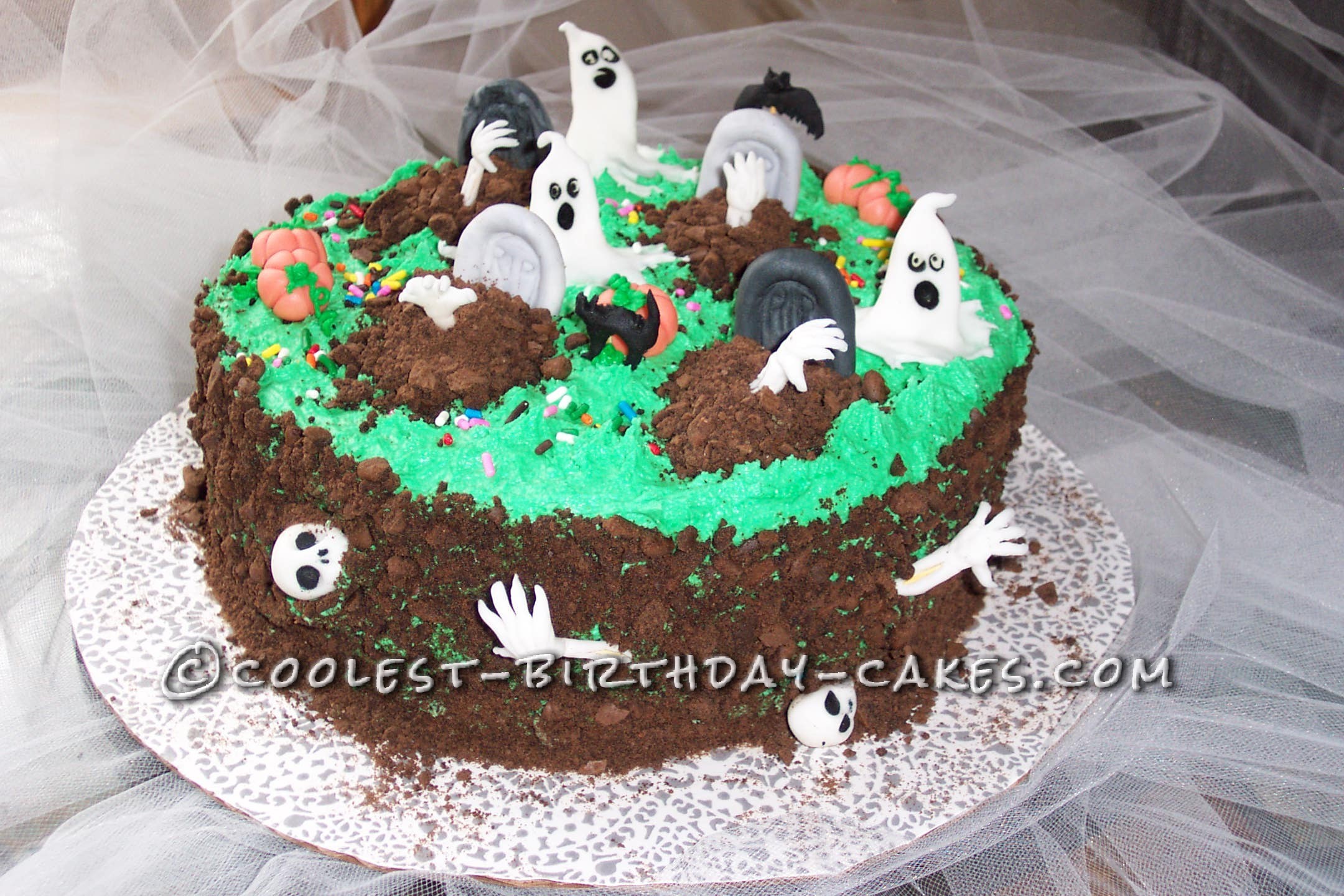 Halloween Graveyard Cake