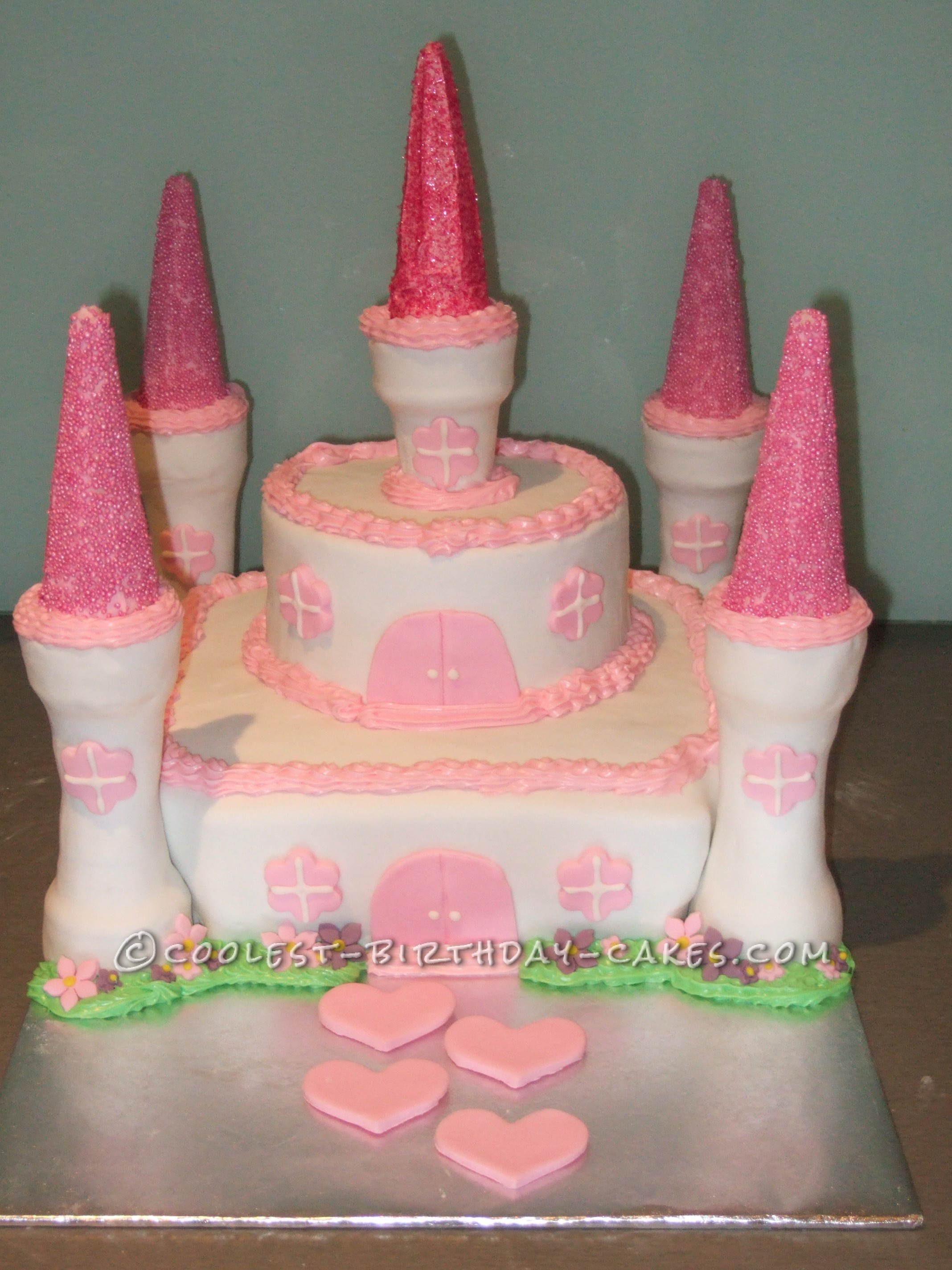 Pink and White Castle Cake