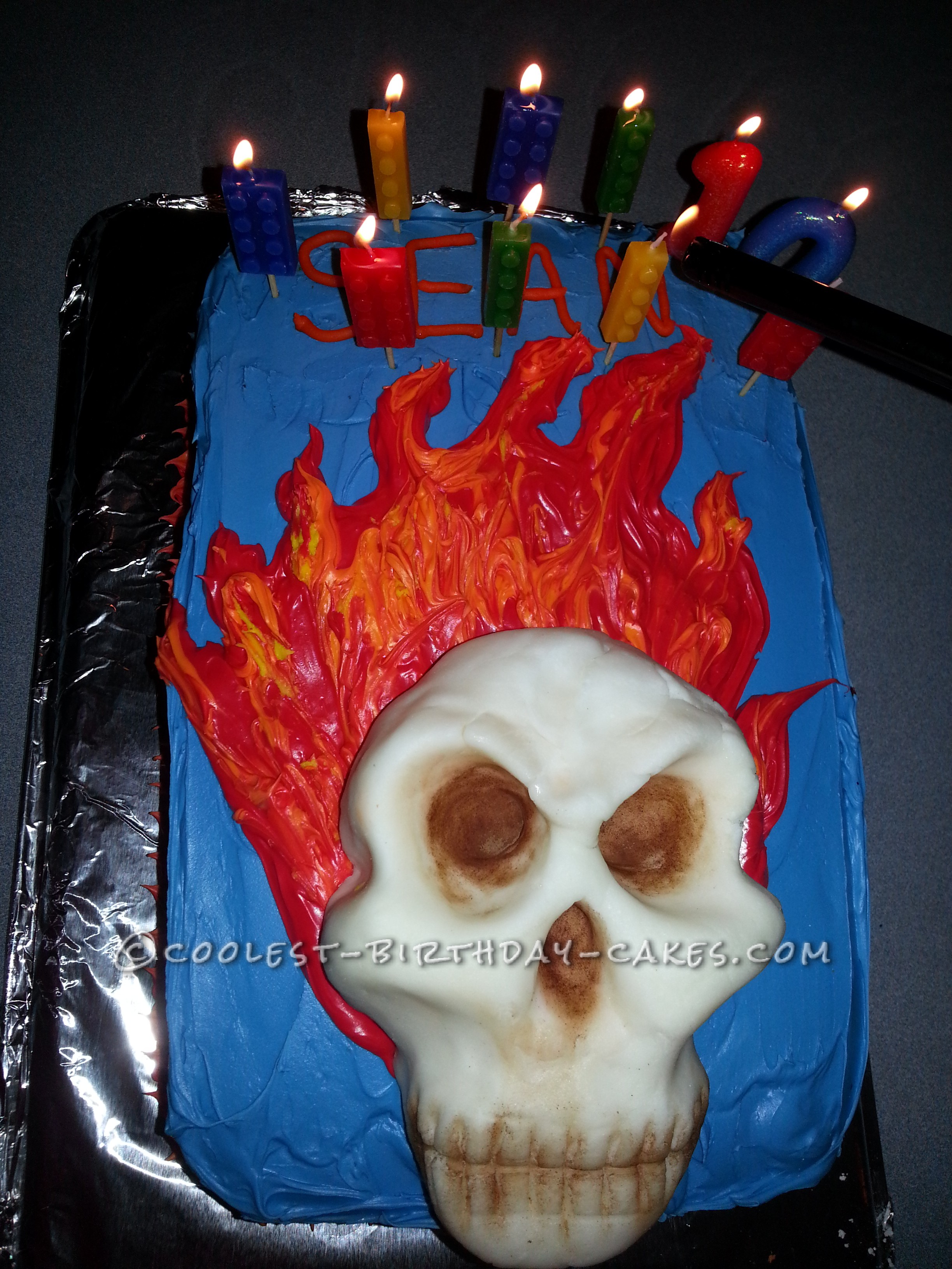 Super-Cool Flaming Skull Cake for 10-Year-Old Boy