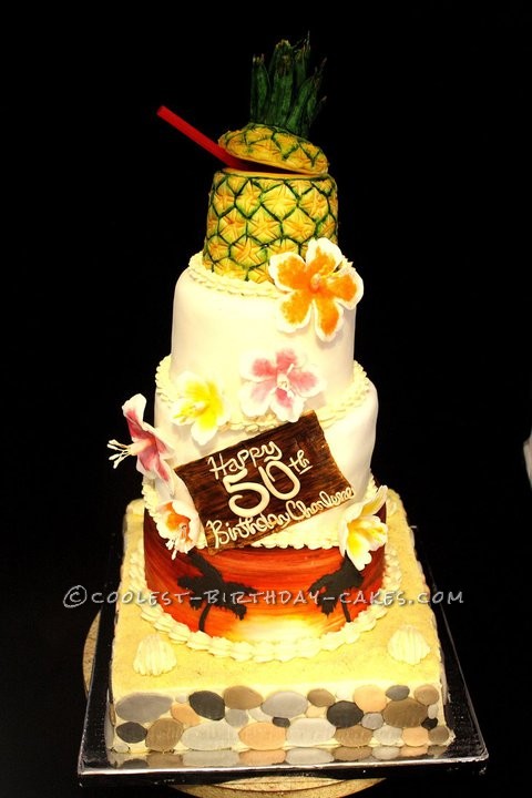 Coolest 50th Birthday Luau Cake