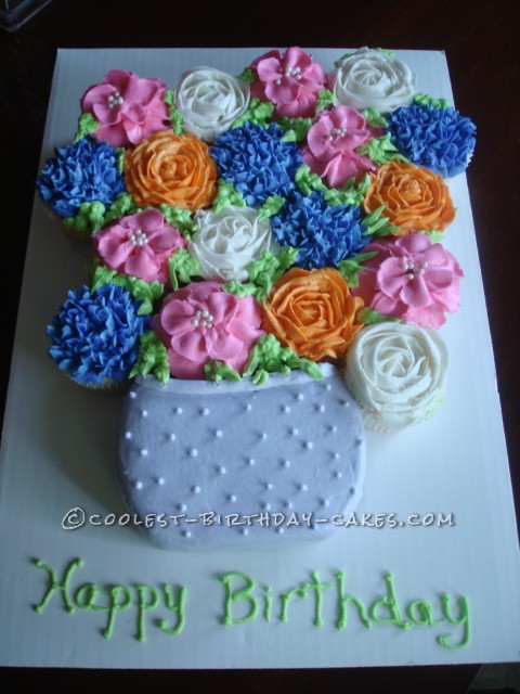 Happy Birthday Cake With Bouquet