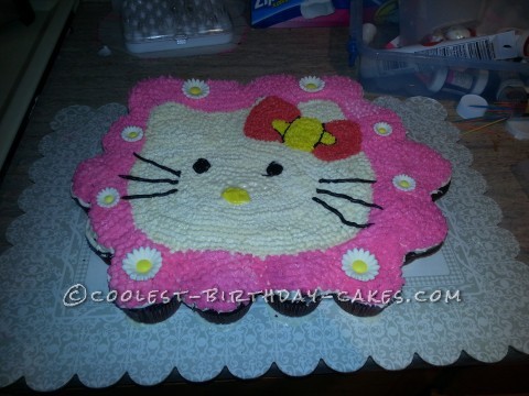 Coolest Hello Kitty Cupcake Birthday Cake for my Awesome 5-Year Old