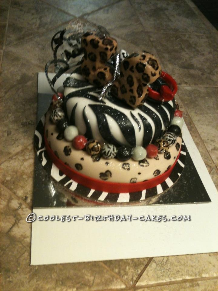 back side of leopard and zebra cake