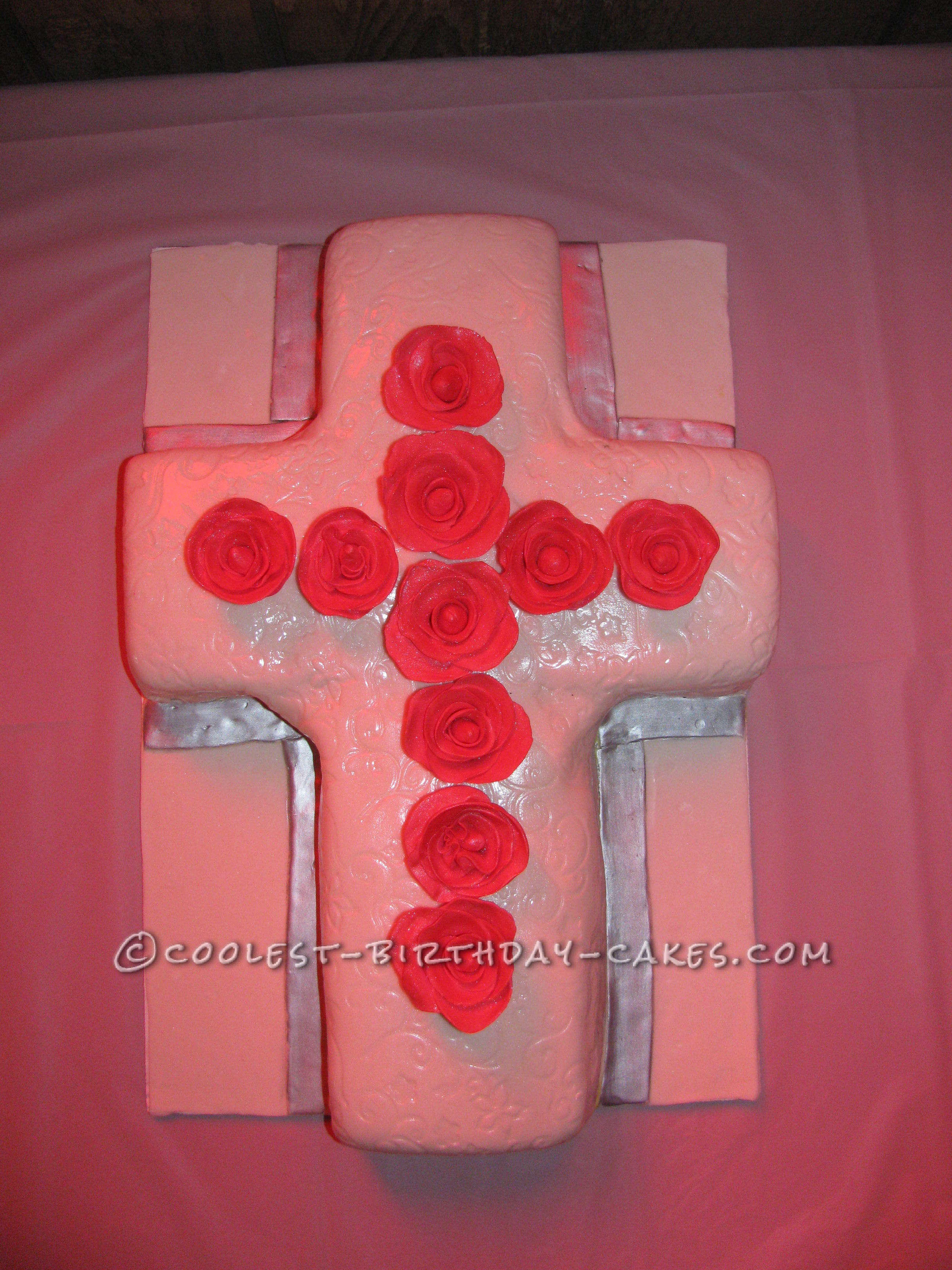 Cross with Roses Cake