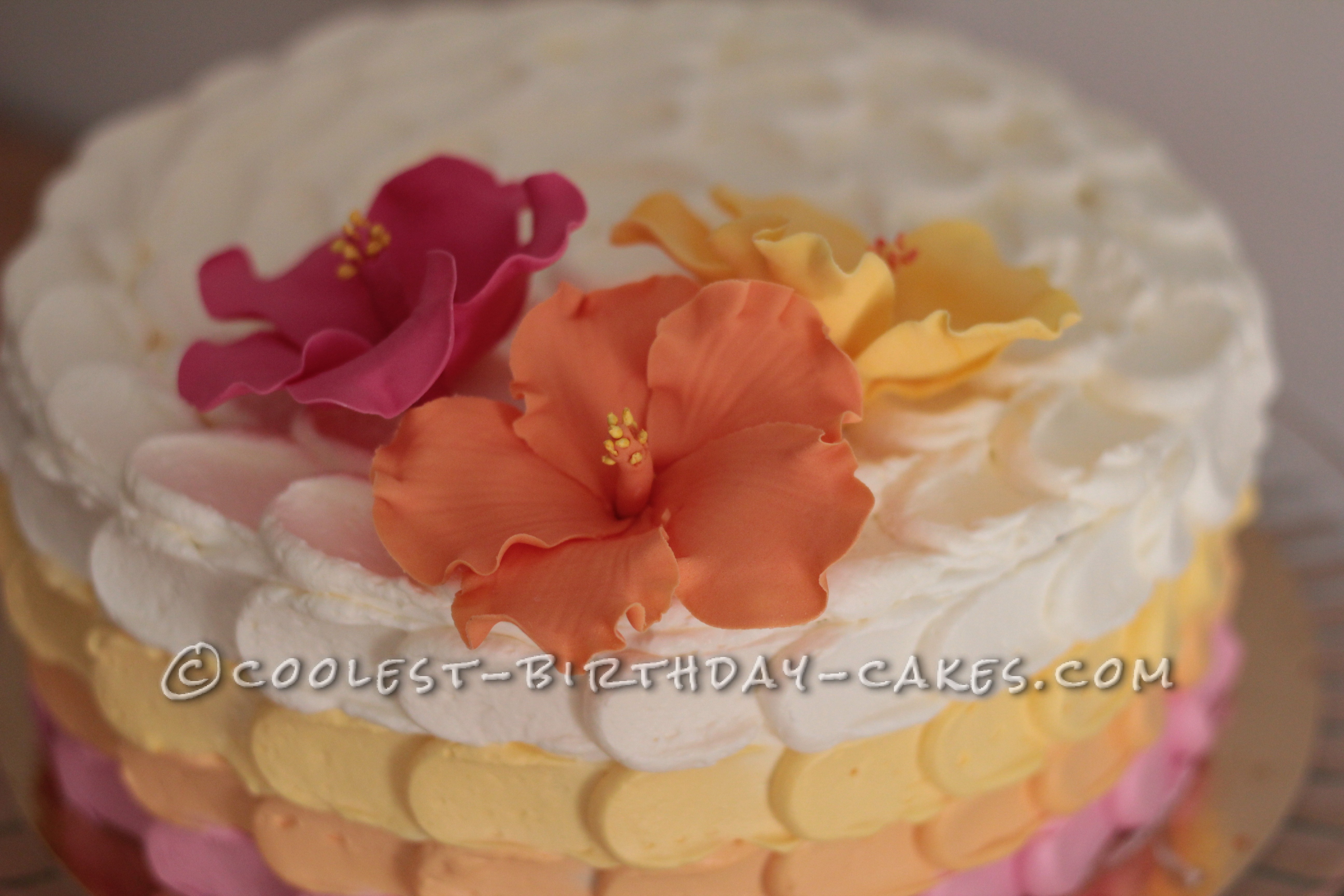 Hibiscus Cake for Luau party