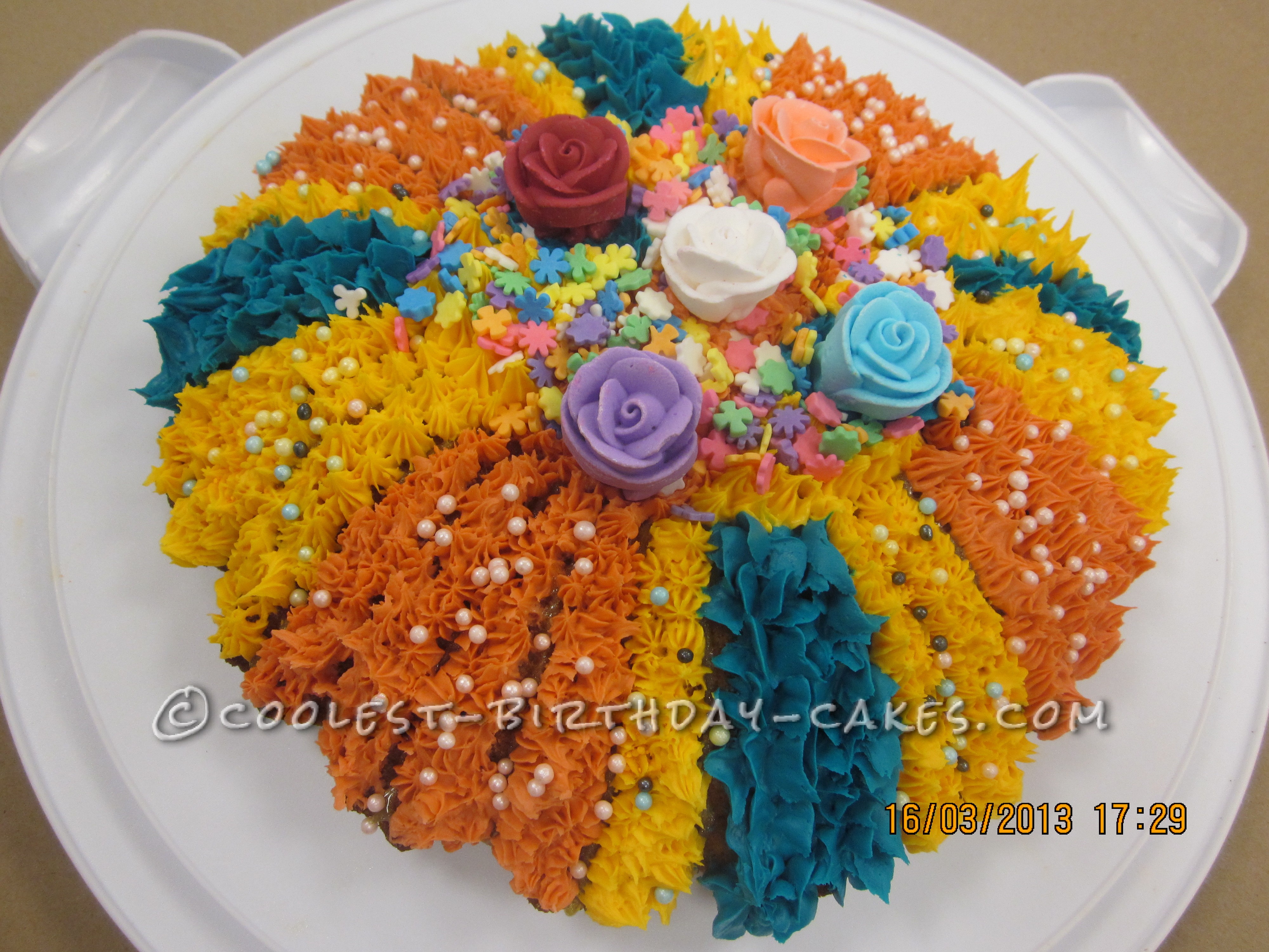 Mardi Gras-Inspired Sunflower Cake