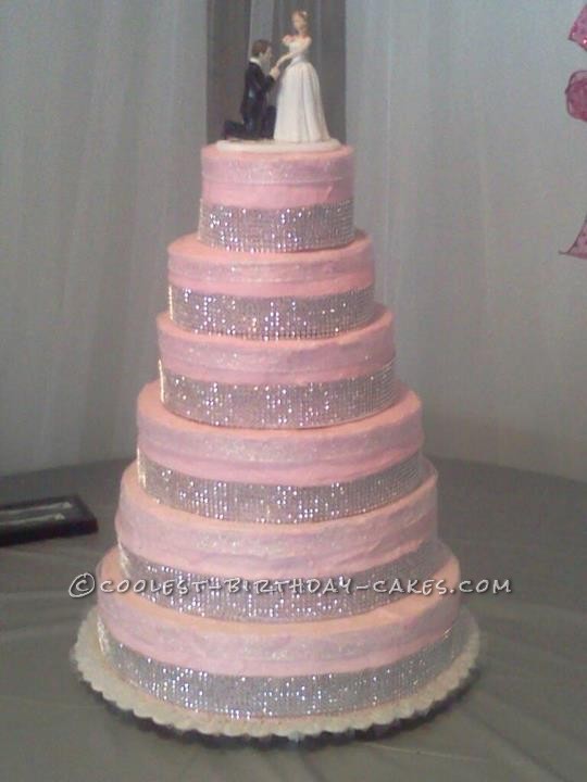 Pretty Pink Homemade Princess Wedding Cake