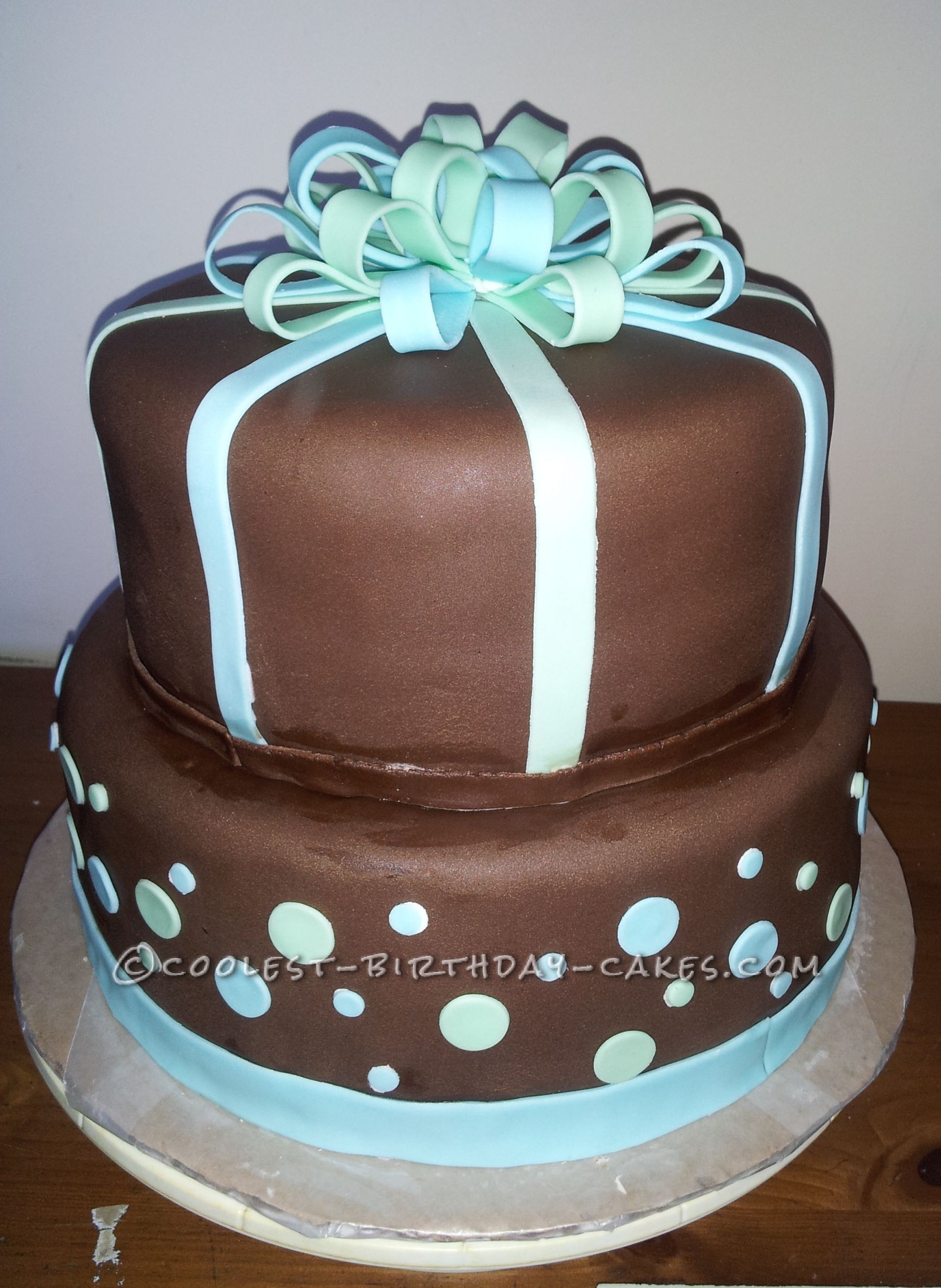 Simple Ribbon Cake for Baby Boy Shower