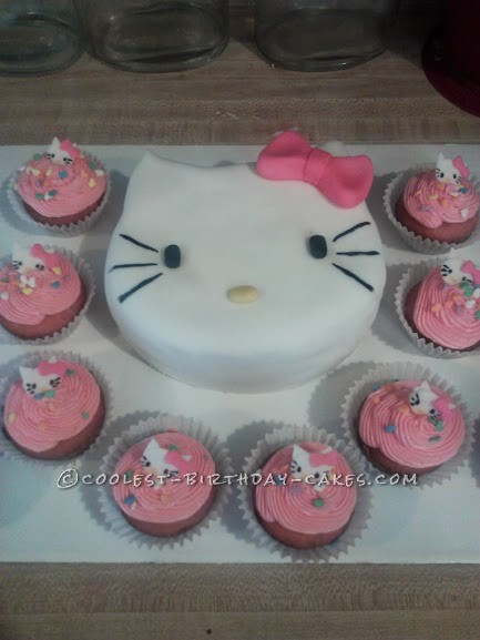 Adorable Hello Kitty Cake and Cupcakes