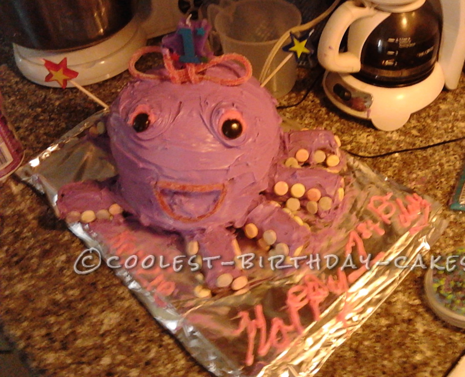 Cutest Purple Octopus Birthday Cake
