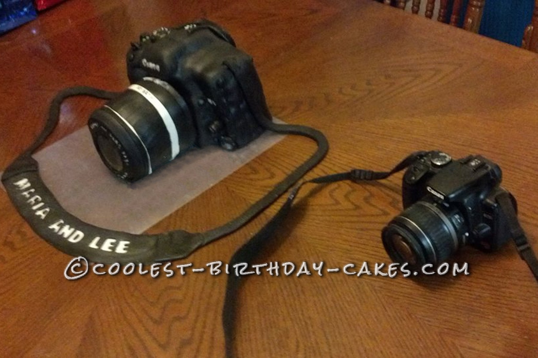 Side of Camera Cake in comparision with real camera