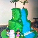 Coolest Dora Waterfall Birthday Cake