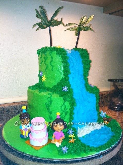 Coolest Dora Waterfall Birthday Cake