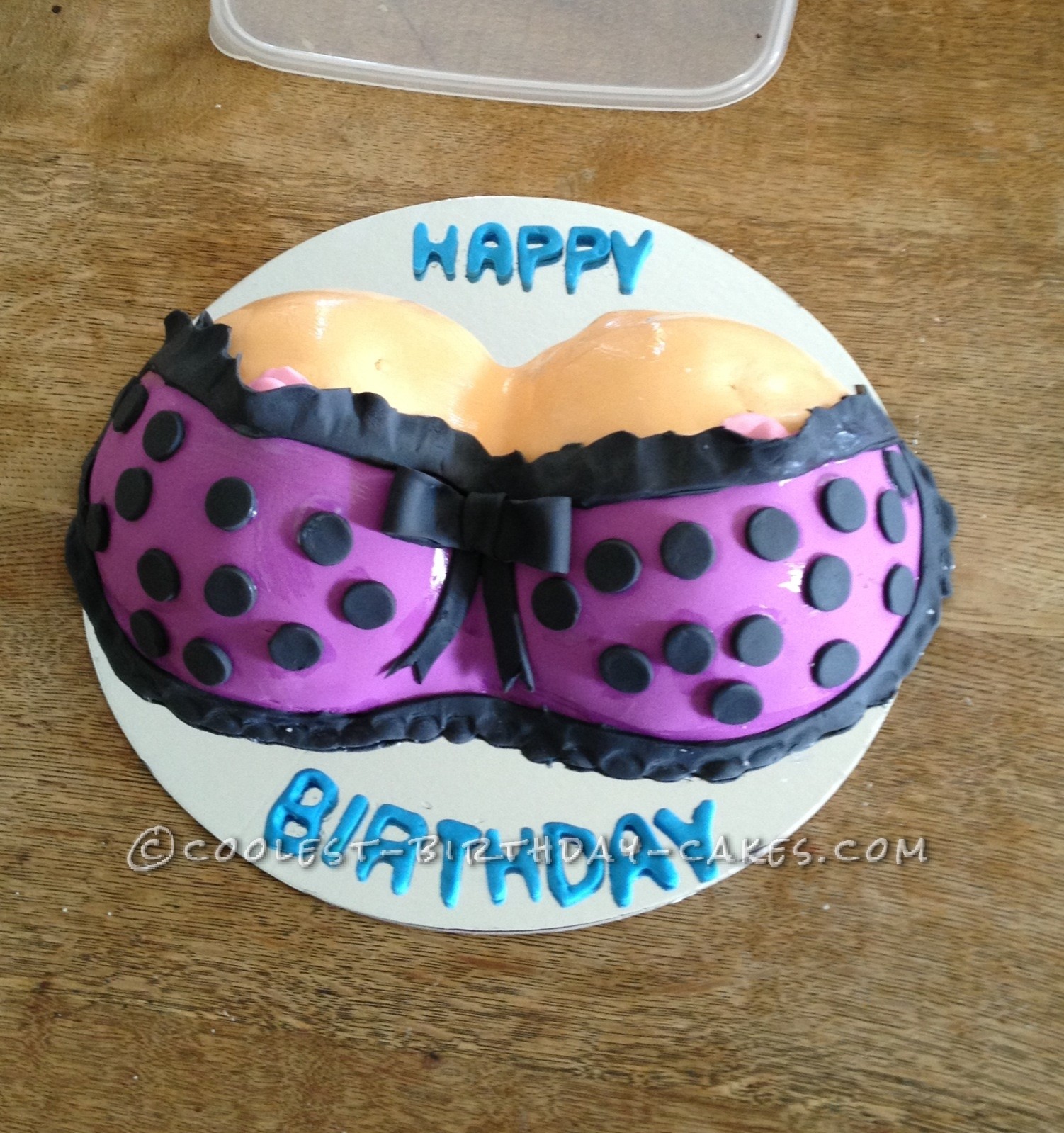 Coolest Purple Polka Dot Bra Cake