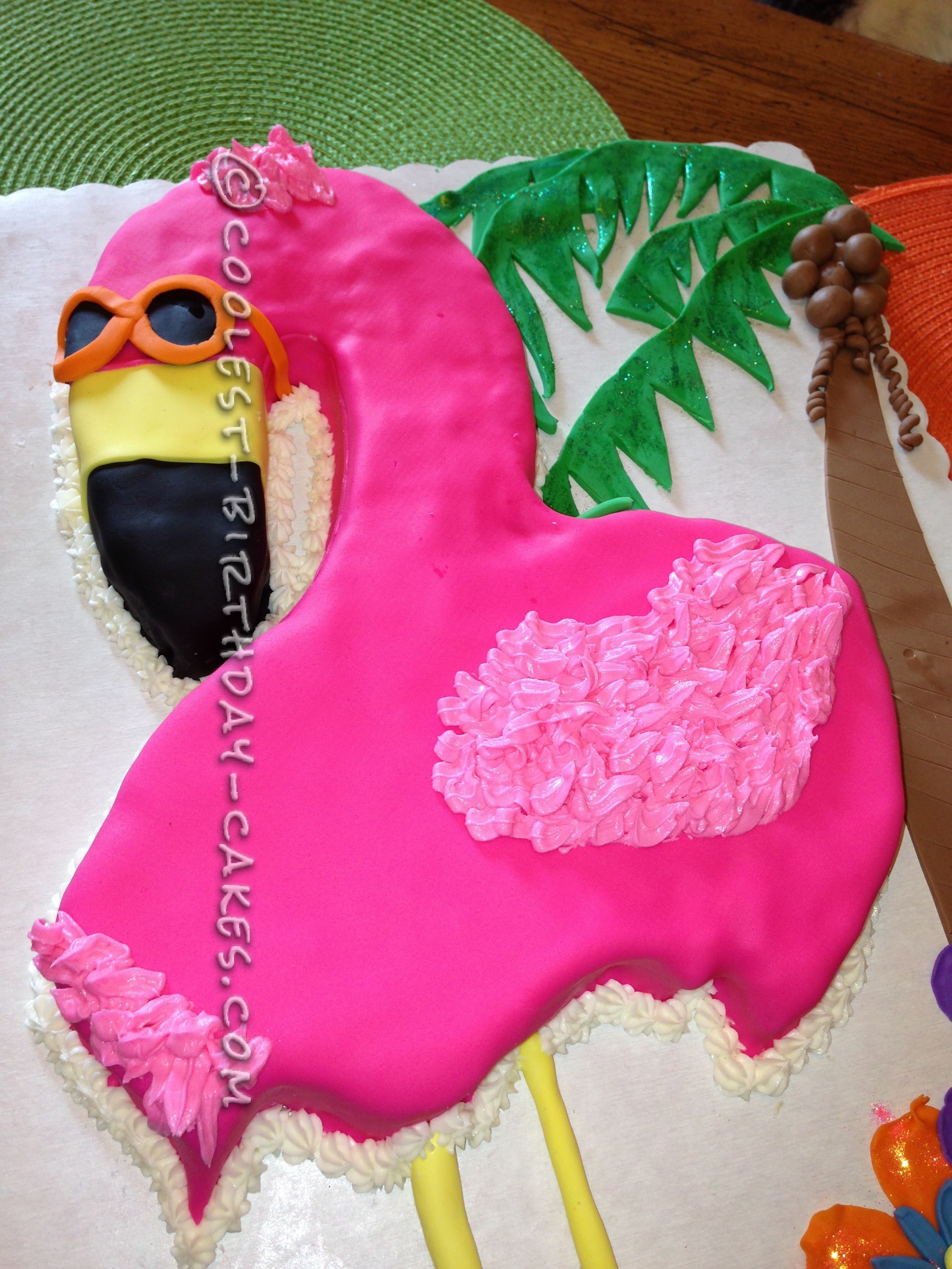Coolest Flamingo Hawaii Tropical Theme Cake