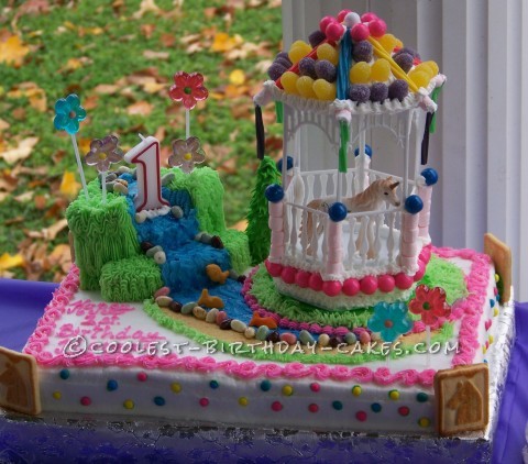 Sweetest Unicorn and Gazebo 1st Birthday Cake 