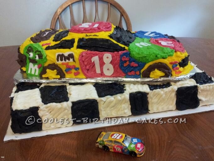 Coolest M&M Race Car Cake