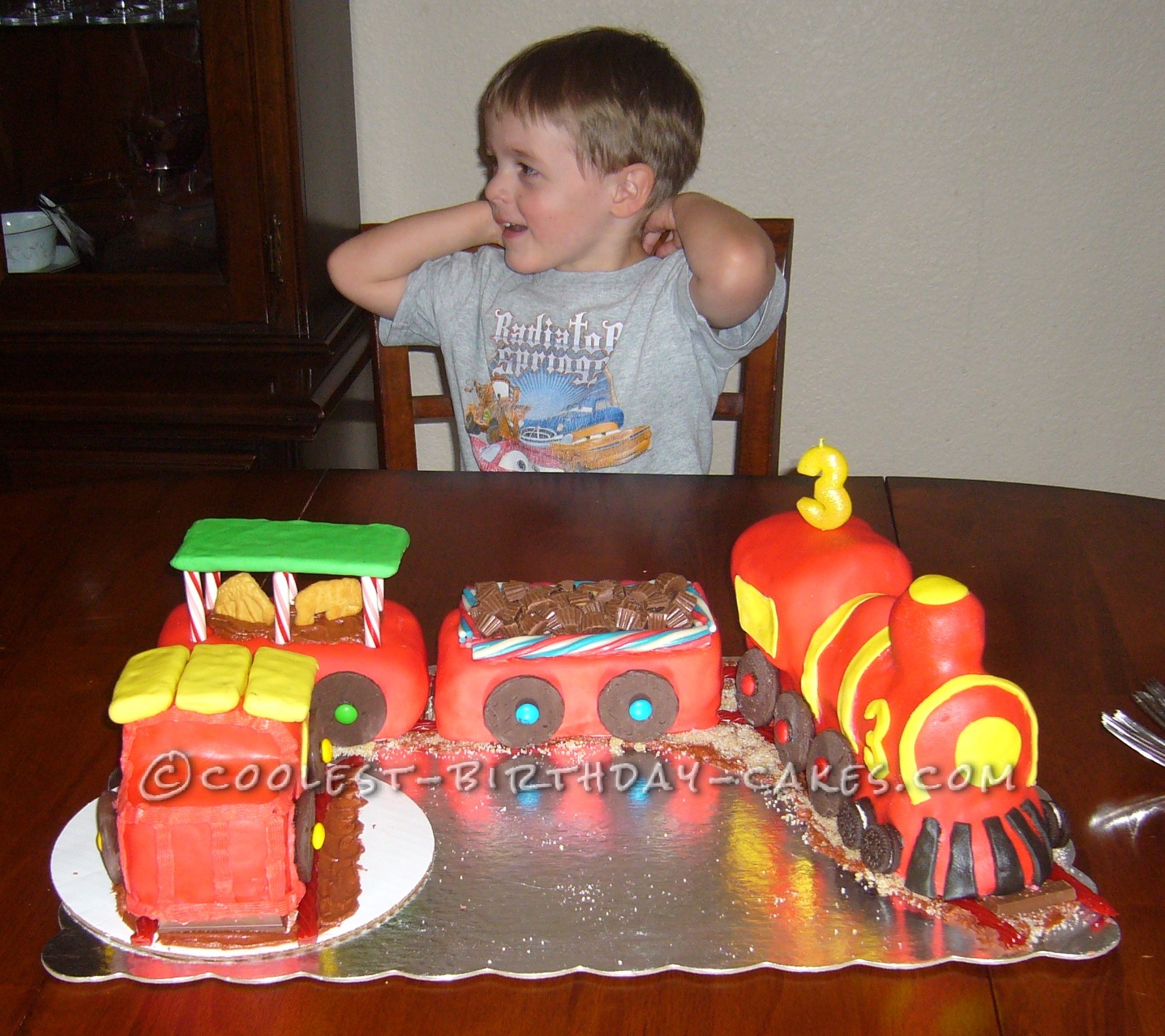Coolest Red and Yellow Fondant Train Cake