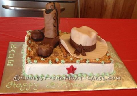 Coolest Cowboy Boots and Hat Cake for Cowboy Birthday 