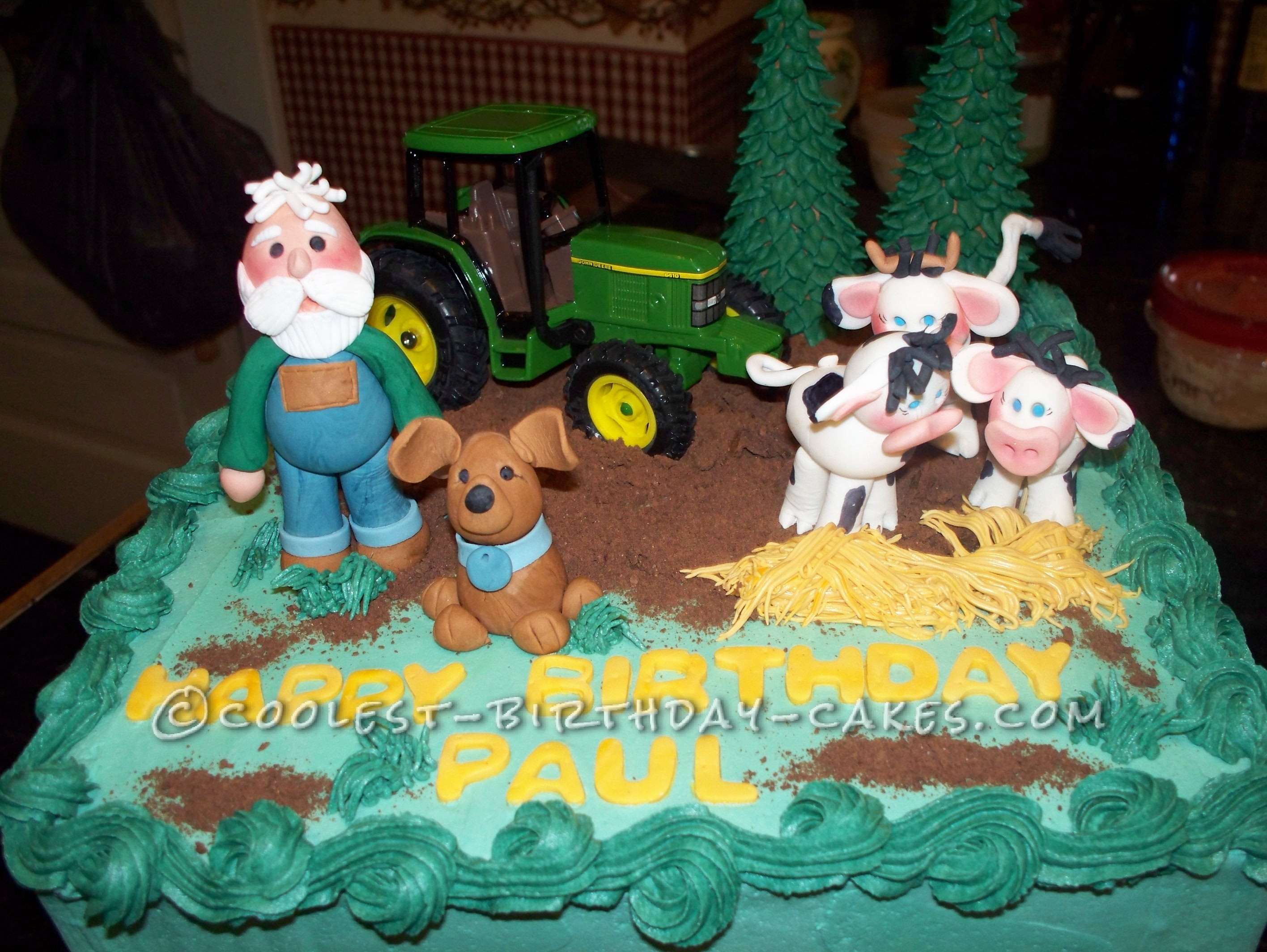 Cool Homemade Farmer Scene Birthday Cake