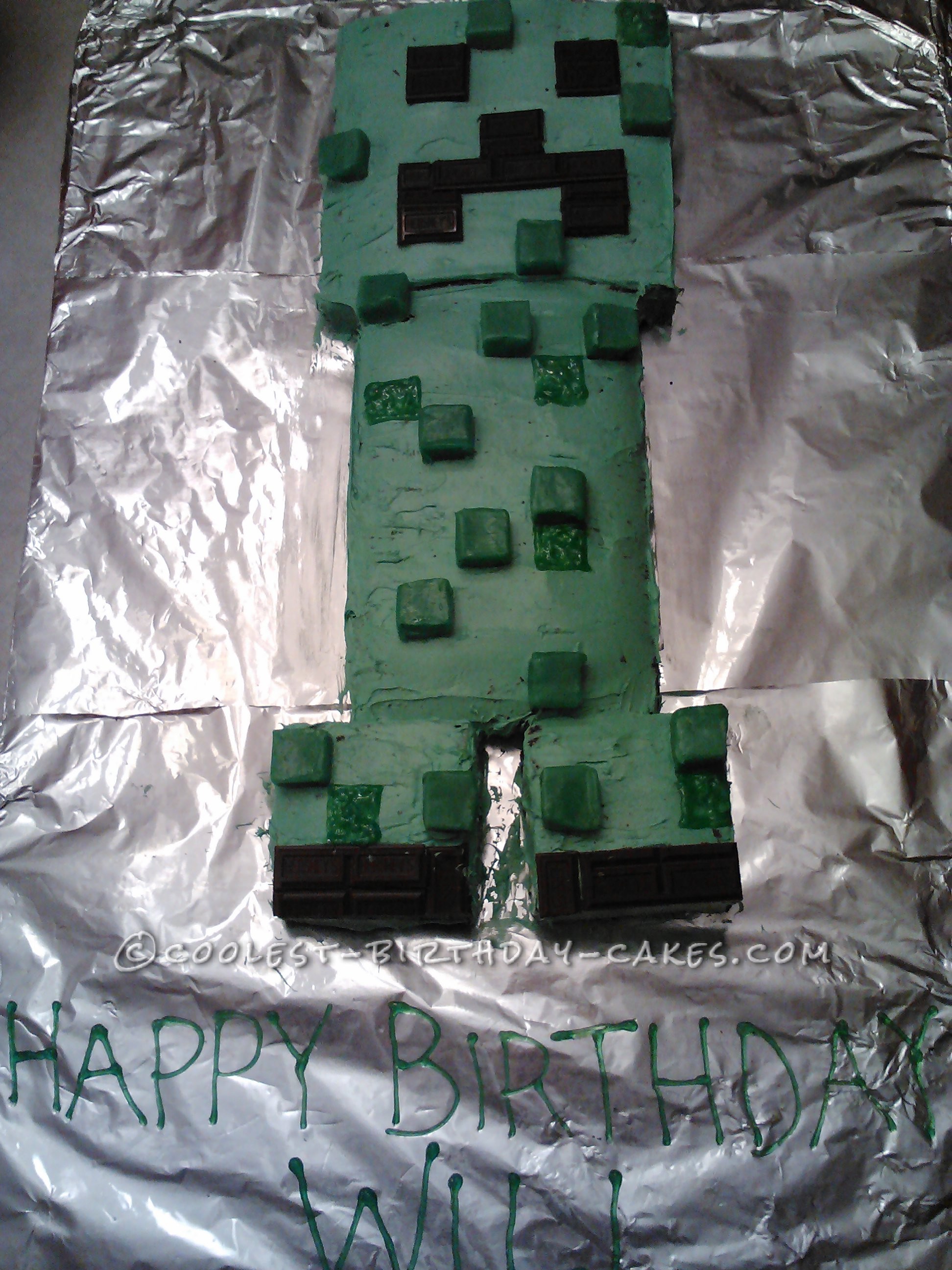Cool Homemade Minecraft Creeper Birthday Cake
