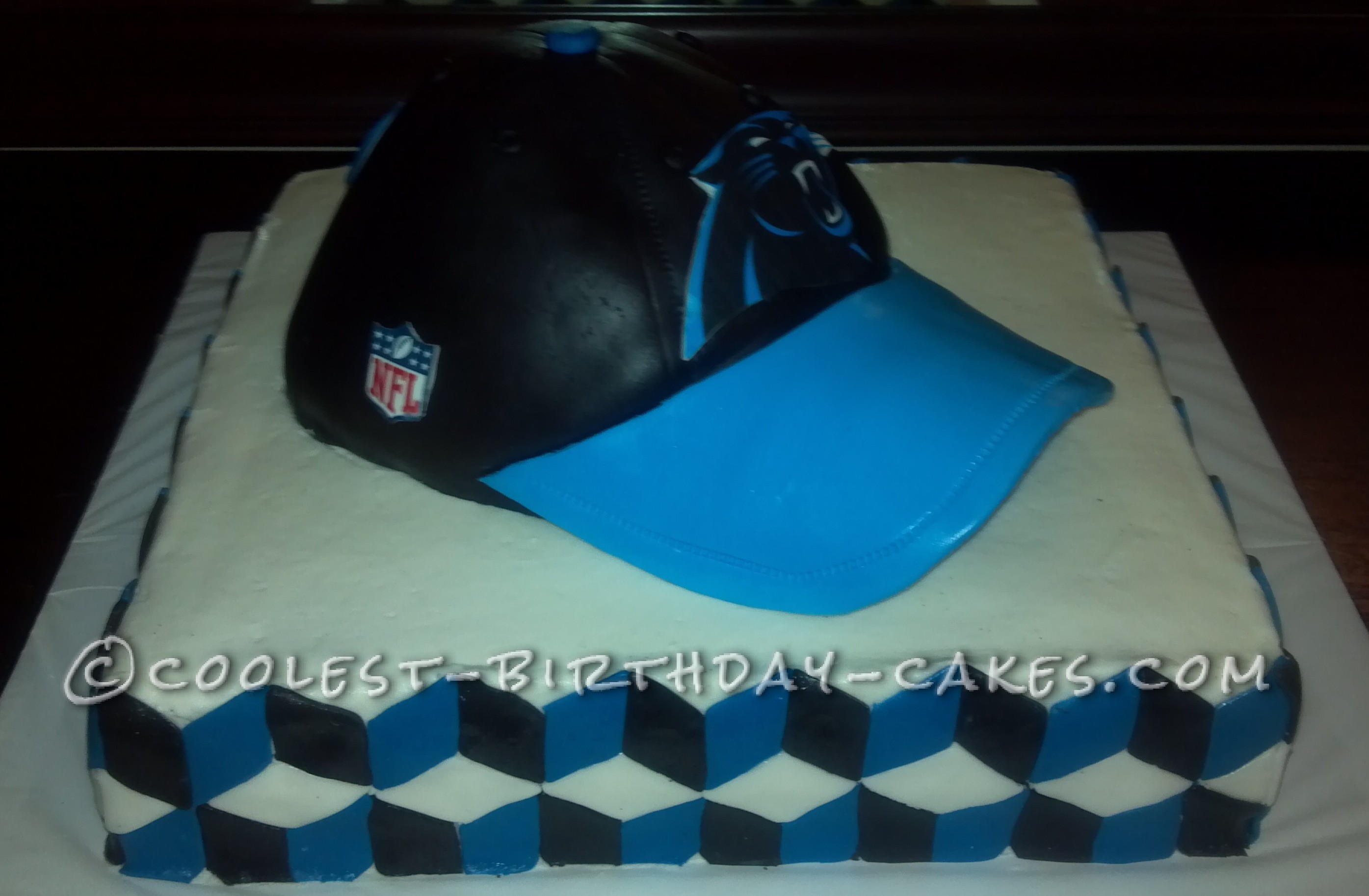 Coolest Carolina Panther Football Cap Birthday Cake