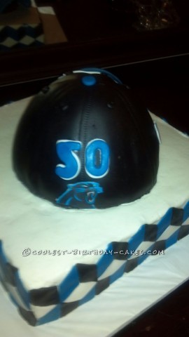 Coolest Carolina Panther Football Cap Birthday Cake