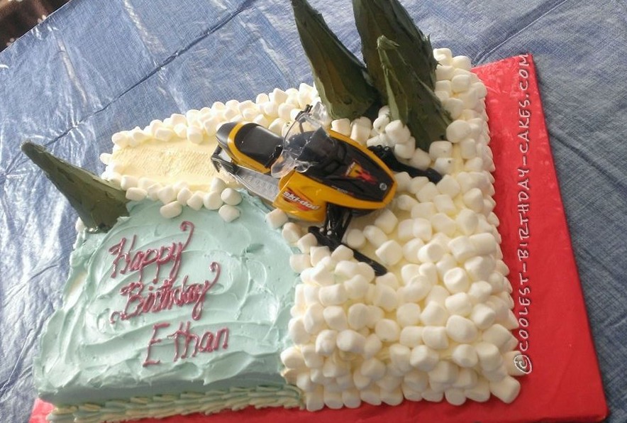 Snowmobiling Cake for an 8th Birthday