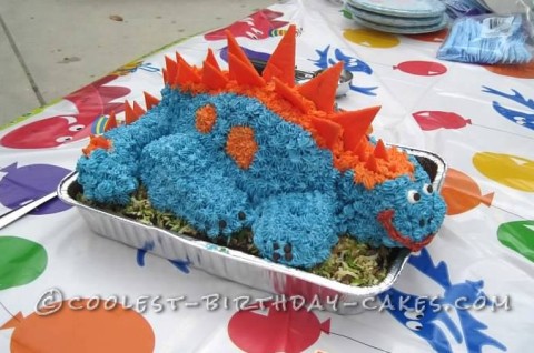 3-D Dino Stegosaurus Cake for 3-Year-Old Birthday