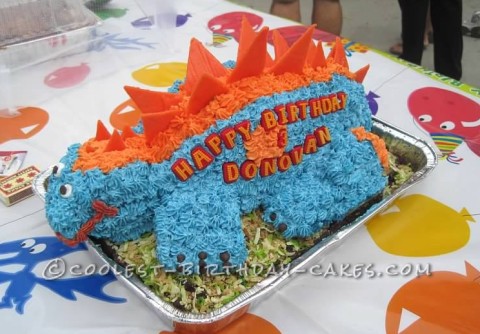 3-D Dino Stegosaurus Cake for 3-Year-Old Birthday