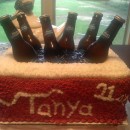 Beer Cooler Birthday Cake for a 21st Birthday Party