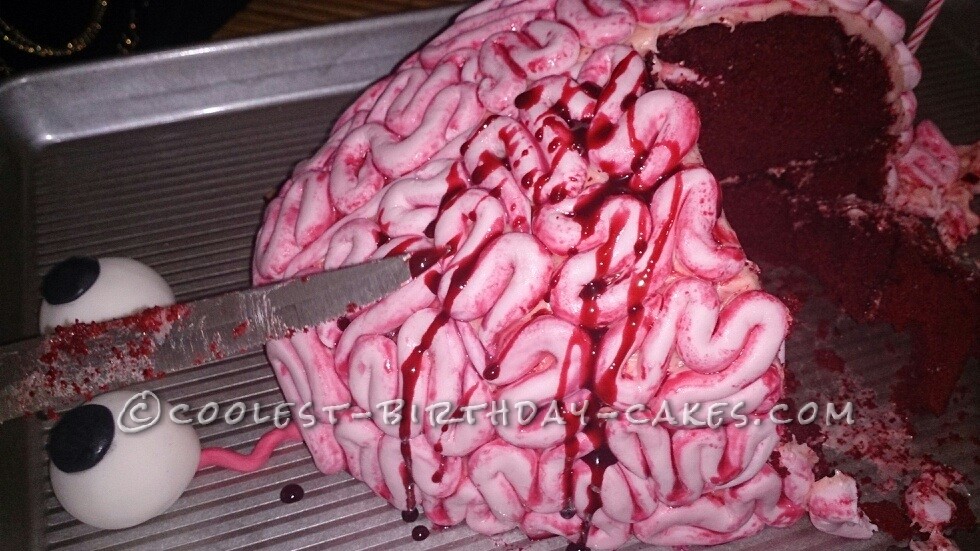Brain Cake with Fake Blood