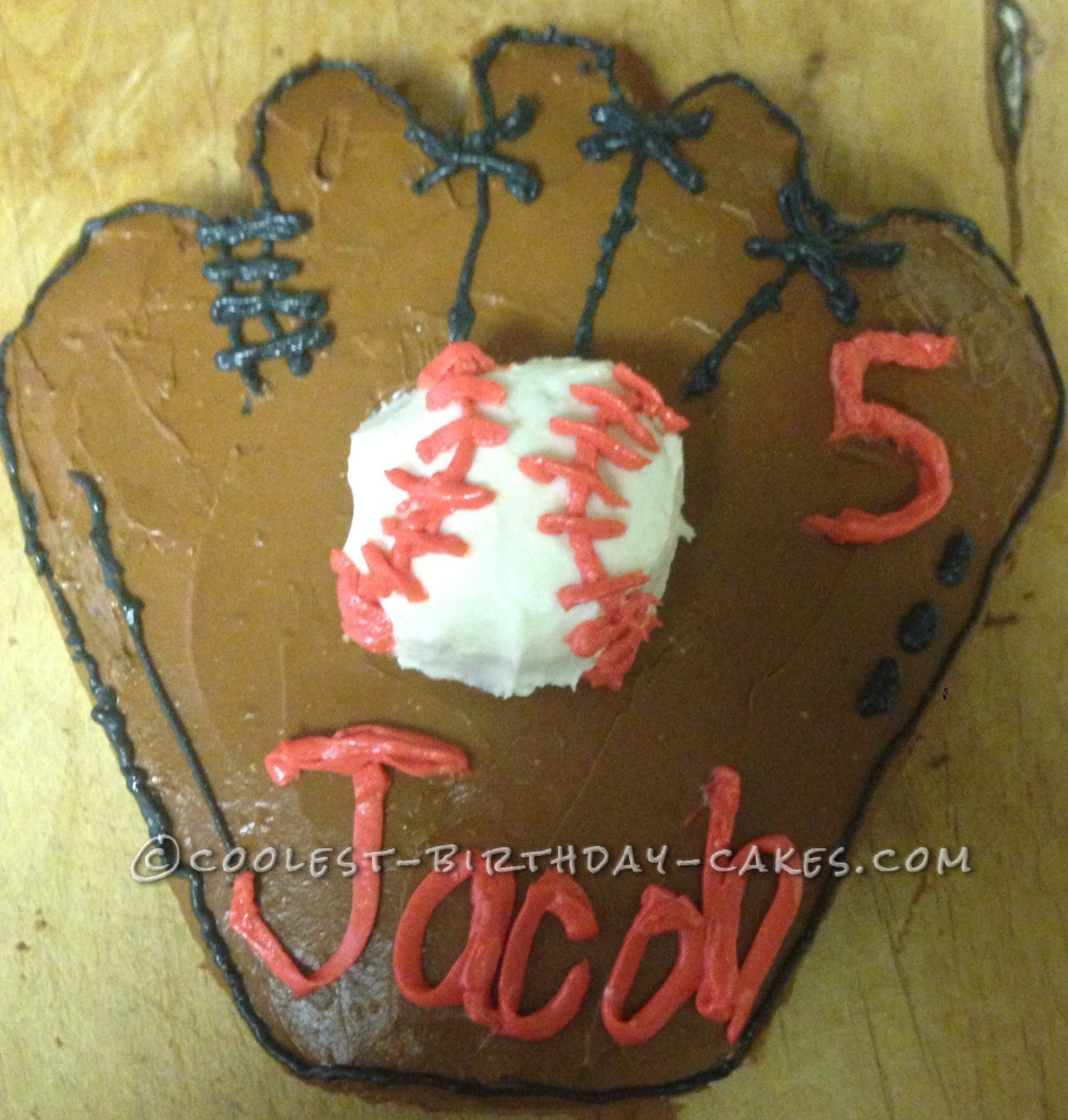 Coolest 5th Birthday Baseball Glove Cake