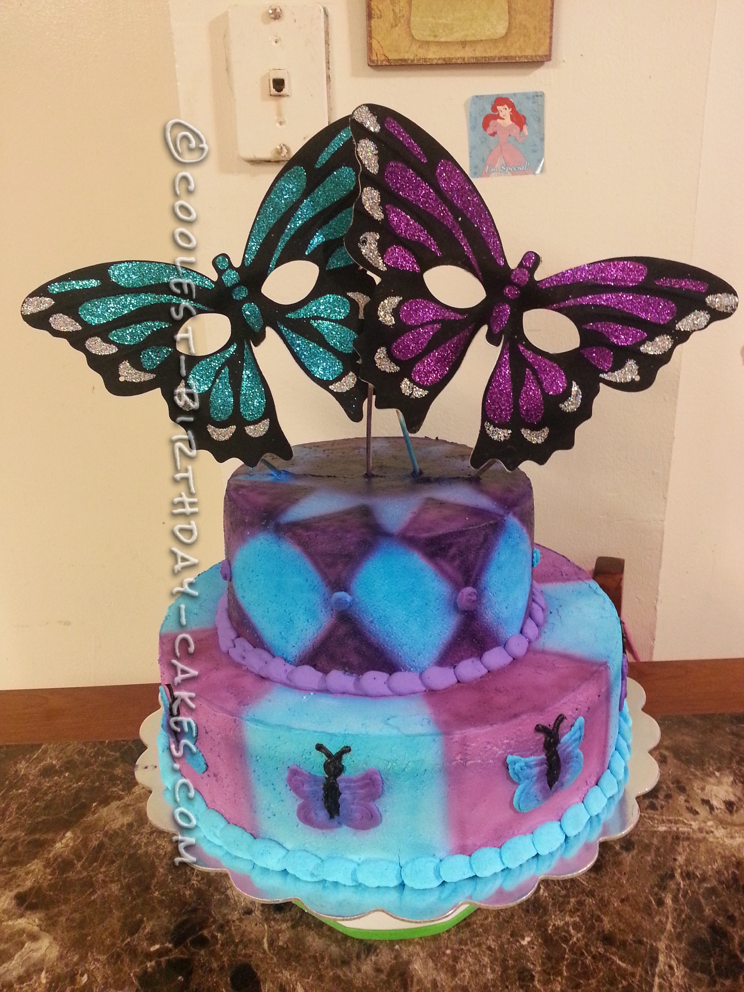 Coolest Butterfly Mask Birthday Cake