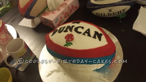 Personalised Rugby Ball Birthday Cake