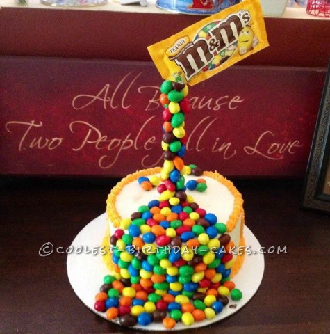 M&Ms Anti-Gravity Cake