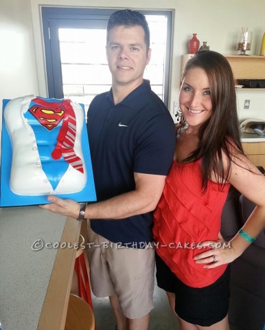 My Superman with his cake