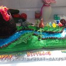 Cool Volcano and Jurassic Scene Cake
