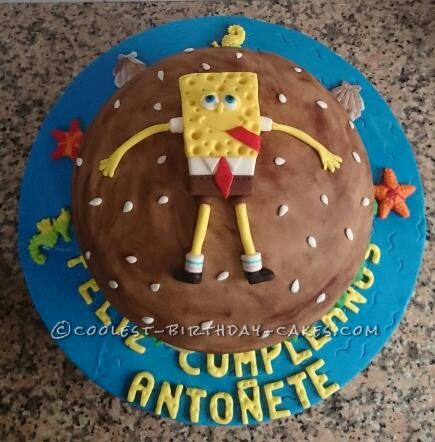 Sponge Bob Lands on the Birthday Cake