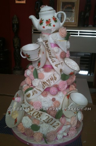 4 Tier Tea Party Themed Wedding Cake