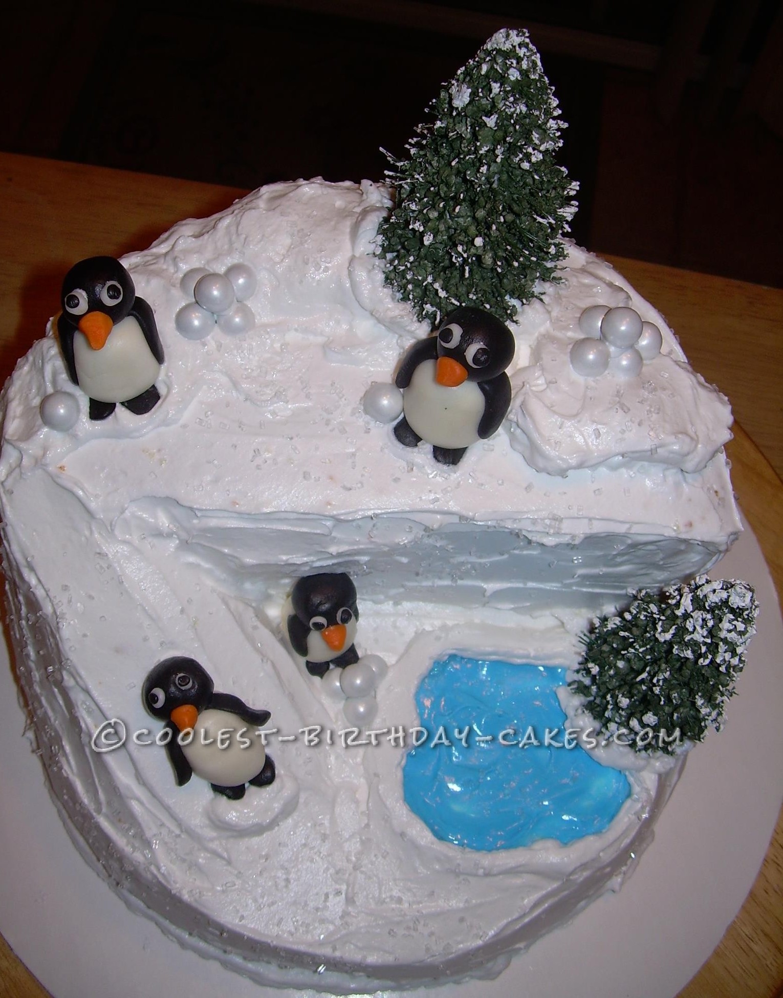 Coolest Penguin Christmas Birthday Party Cake
